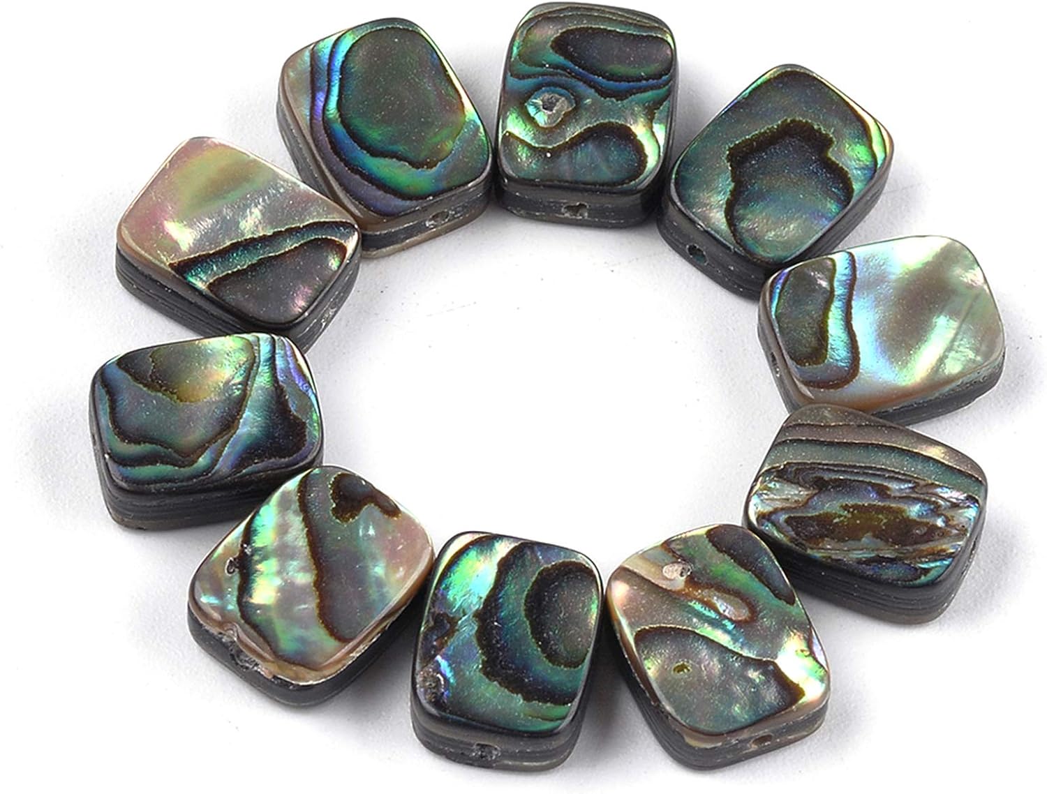 Craftdady 20Pcs Flat Round Abalone Shell Loose Beads Natural Flat Coin Paua Shell Spacer Beads 15-15.5mm for Bracelet Dangle Earring Necklace Jewelry Craft Making