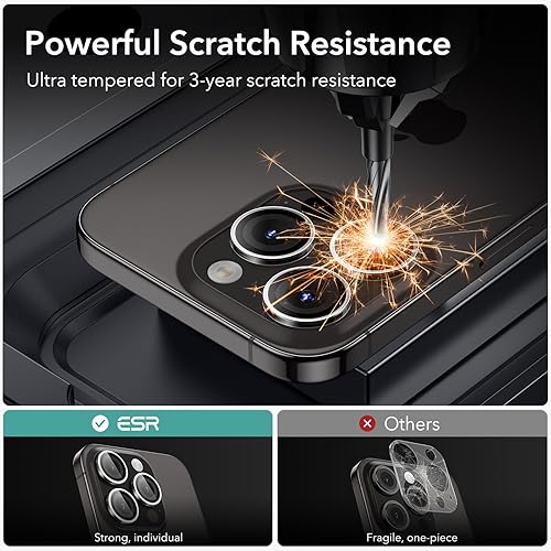 Miniatura 6 de ESR Paquete de 2 protectores de lente de cámara para iPhone 15 Pro Max15 Pro14 Pro Max14 Pro, protectores de lente individuales HD ultra