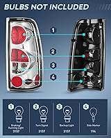 Vista 3 de Nilight Conjunto de luz trasera compatible con Chevy Silverado 1999, 2000, 2001, 2002, 2003, 2004, 2005, 2006, 2007, Chevy Silverado 1999-2002, GMC