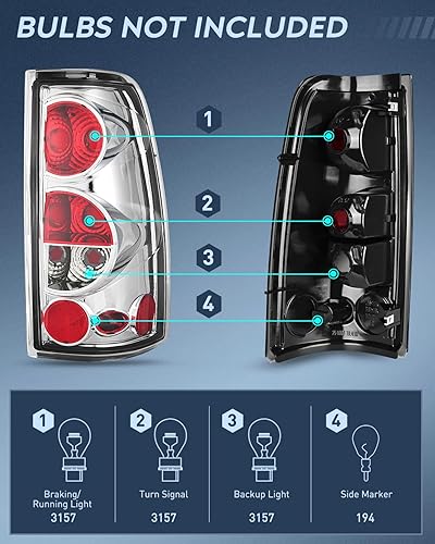 Miniatura 3 de Nilight Conjunto de luz trasera compatible con Chevy Silverado 1999 2000 2001 2002 2003 2004 2005 2006 2007 GMC Sierra 1999-2002 lámpara trasera de