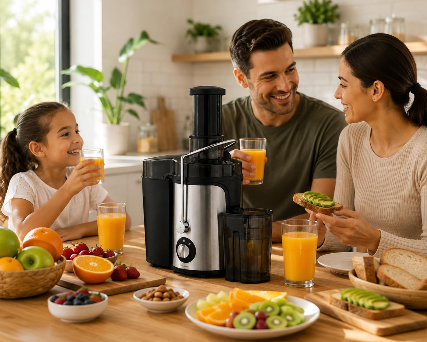 Exprimidor Eléctrico de Frutas y Verduras Licuadora Extractora de Jugos Centrífuga para Frutas Juicer 2 Velocidades Contenedor de Pulpa 1.2L Fácil limpieza Extractor de Jugos 400W Acero Inoxidable