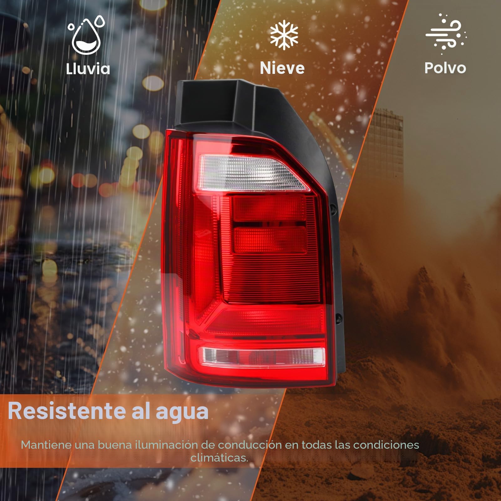 Luz trasera sin bombilla izquierda de repuesto para VW Transporter T6 Van 2015 – 2019, luz trasera básica roja transparente, 7E0945095K 7E0945095R 7E0945095AA 7E0945095AD