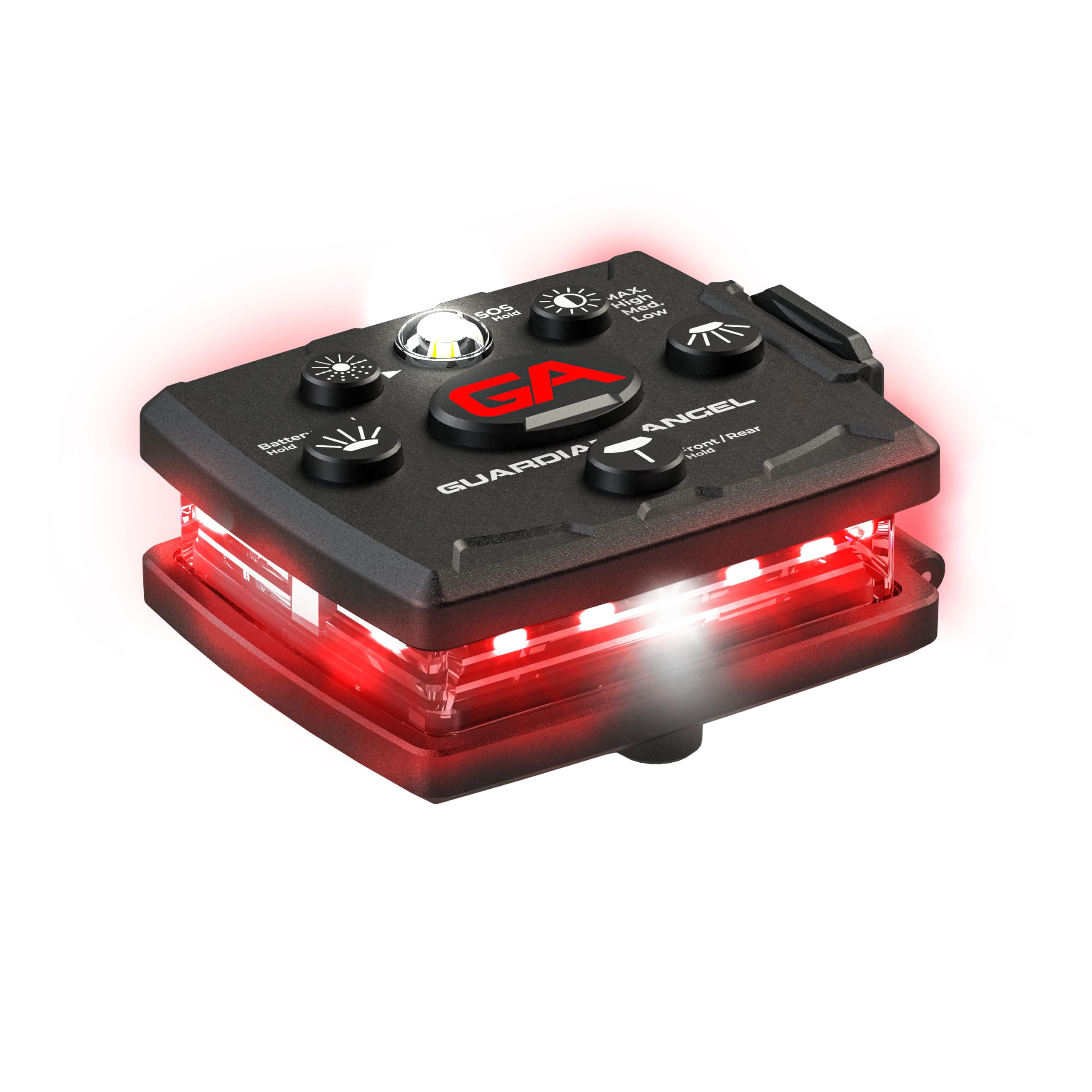 Guardian Angel Micro Series Safety Light, Beacon Device (Red Front & Red Rear) | Rechargeable, Magnetic & Hands-Free Wearable LED Light for Dog Walking, Cycling, Camping, Boating & Kayaking