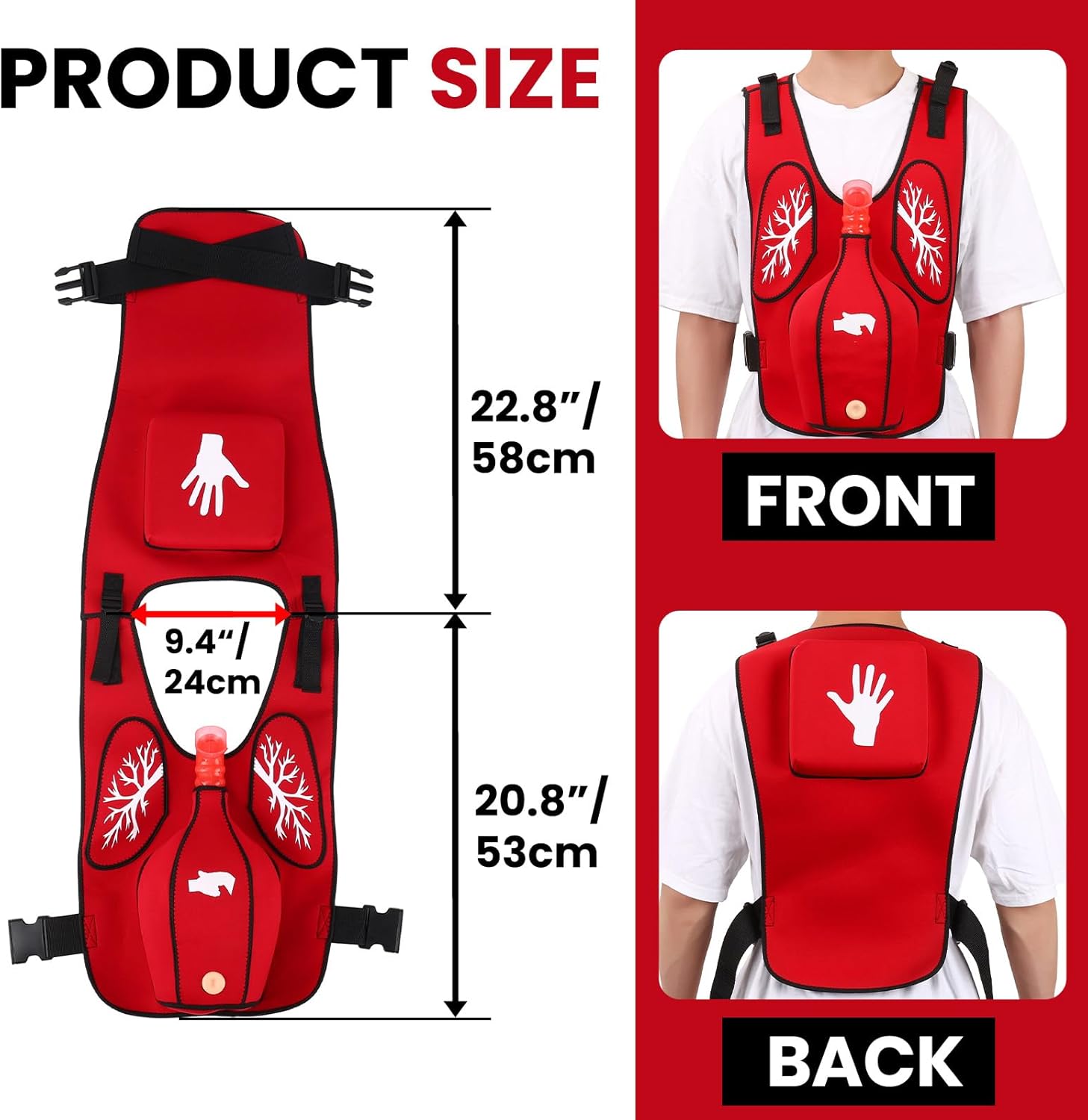 Anti Choking Obstruction Trainer Vest with Back Slap, Heimlik Practice Training Vest Education for Nurse & Student, First Aid Education Teaching Accessories