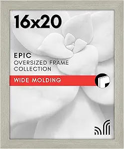 Americanflat 16x20 Picture Frame with Polished Plexiglass - Wide Picture Frames Made of Engineered Wood for Vertical or Horizontal Wall Display - Epic Collection - Grey