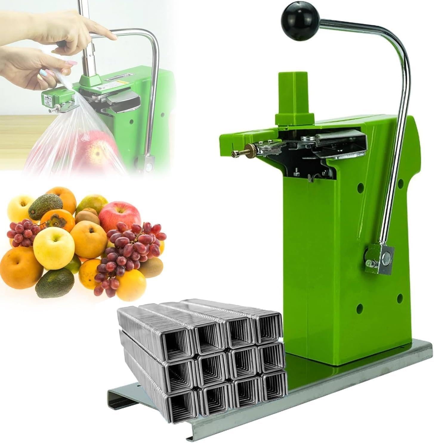 Sigillatrice manuale a morsetto per sacchetti di plastica con 2000 punti metallici a forma di U, macchina per sigillare salsicce, cucitrice per colli di sacchetti, contenitore da cucina