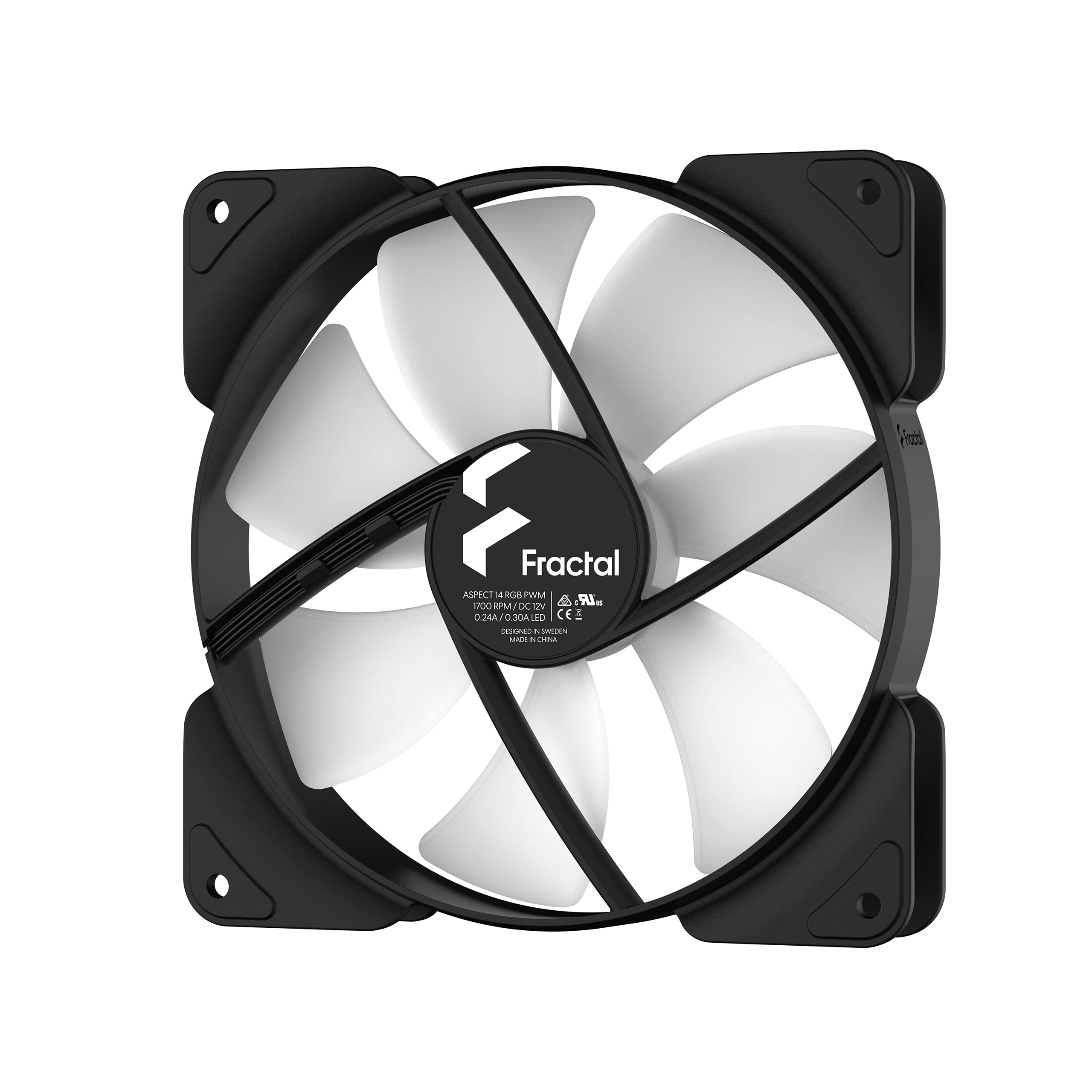 Fractal Design FD,F,AS1,1407 Aspect 14 RGB 140 mm PWM Wide 500,1700 RPM Range Black Frame 3,Pack Computer Fan