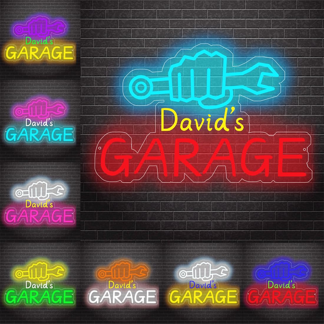 Insegna al neon personalizzata con motore a controllo motore, per decorazione da parete, incisione 3D personalizzata, per garage, grotta, officina, officina, figlio, papà, regalo di compleanno