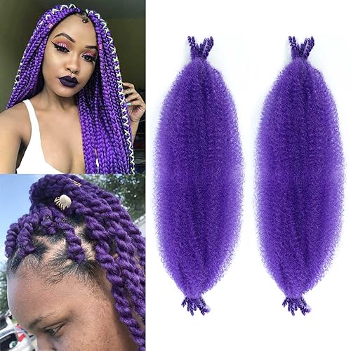 Vista 52 de Cabello afro trenzado elástico color marrón claro de 16 pulgadas, paquete de 3 T27, cabello afro preesponjado y trenzado elástico, cabello afro