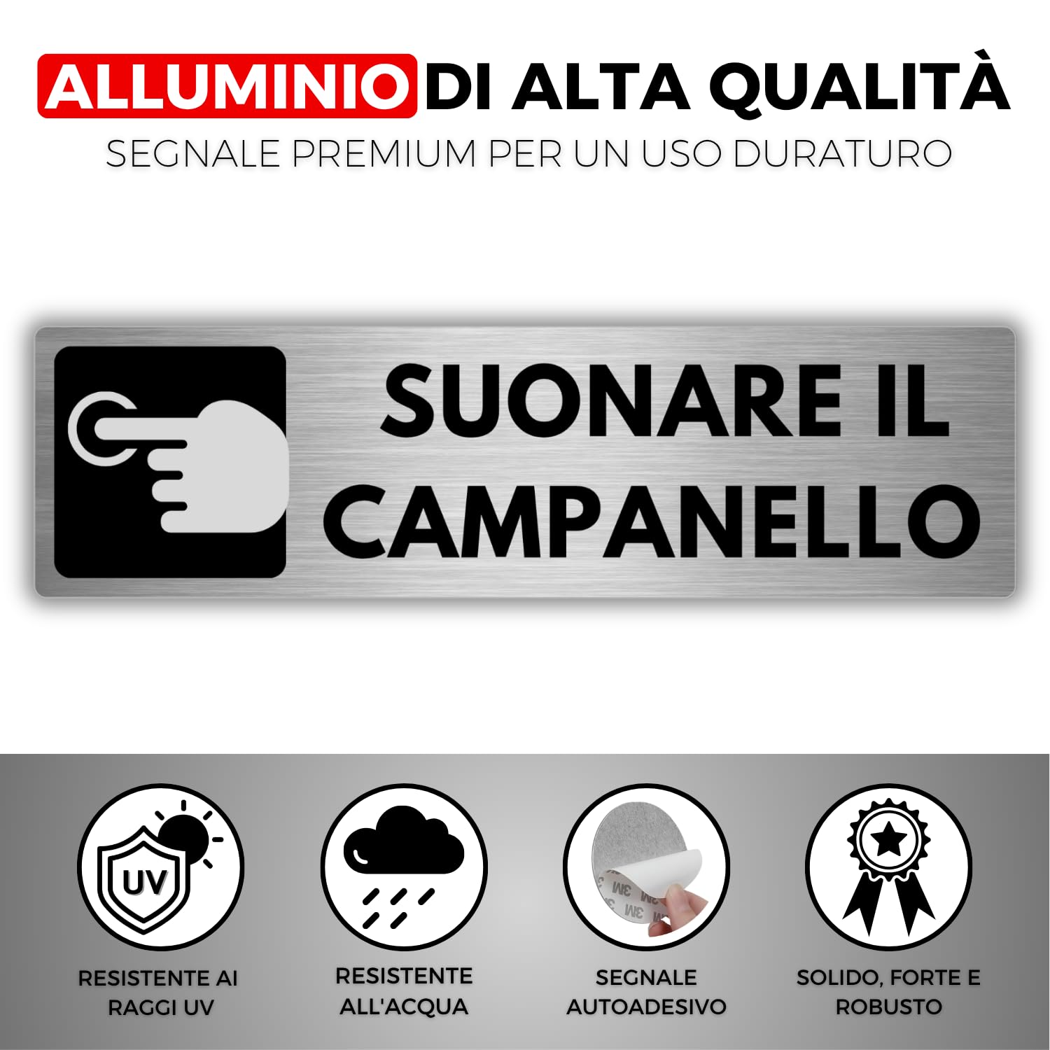 Adesivo Allarme Sicurezza Per Porta O Cortile, Con Scritta 'Campanello Ad Anello 4x4' - Autoadesivo, Blu E Bianco