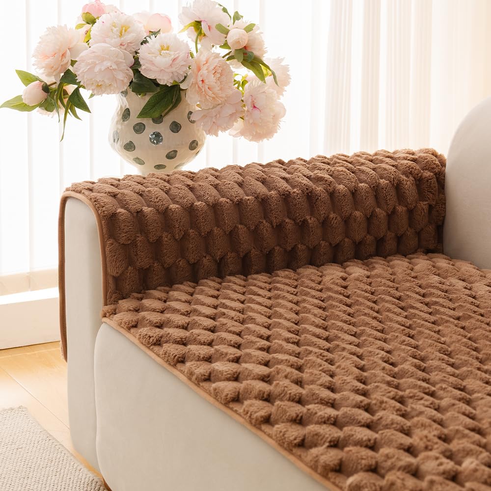 Photo 1 of Awjcsv Couch Cover for Dogs Washable, Waterproof Couch Covers for 3 Cushion Couch Sofa Pet Friendly, Soft and Anti Slip (Coffee, 1pc/28"x 28"/Armrest or Backrest Cover)