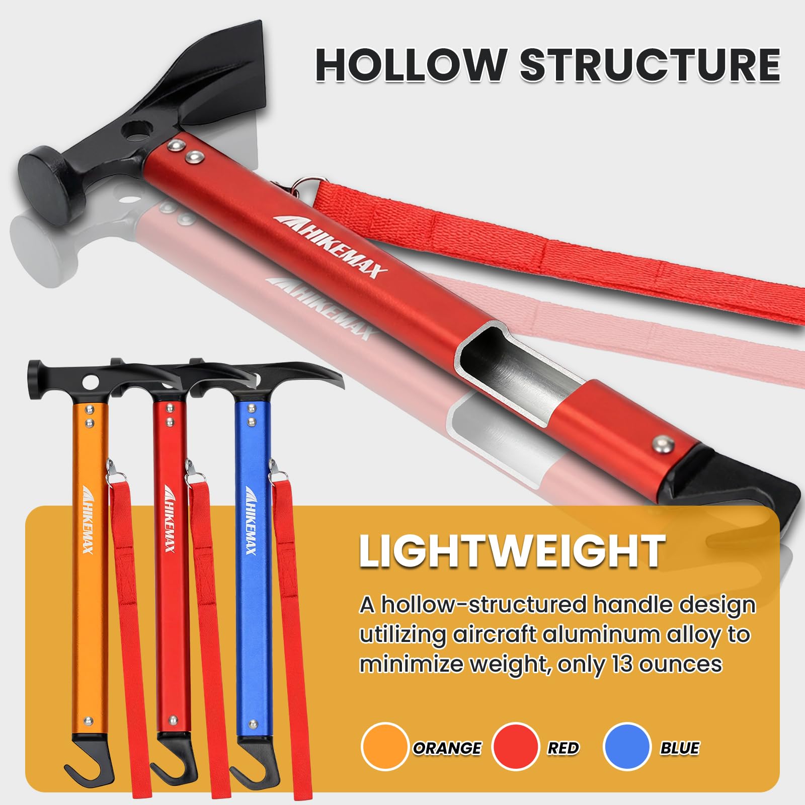 Leichte Outdoor Camping Hammer Aluminium Zelt Hammer mit Zeltpflock Entferner, 370 g