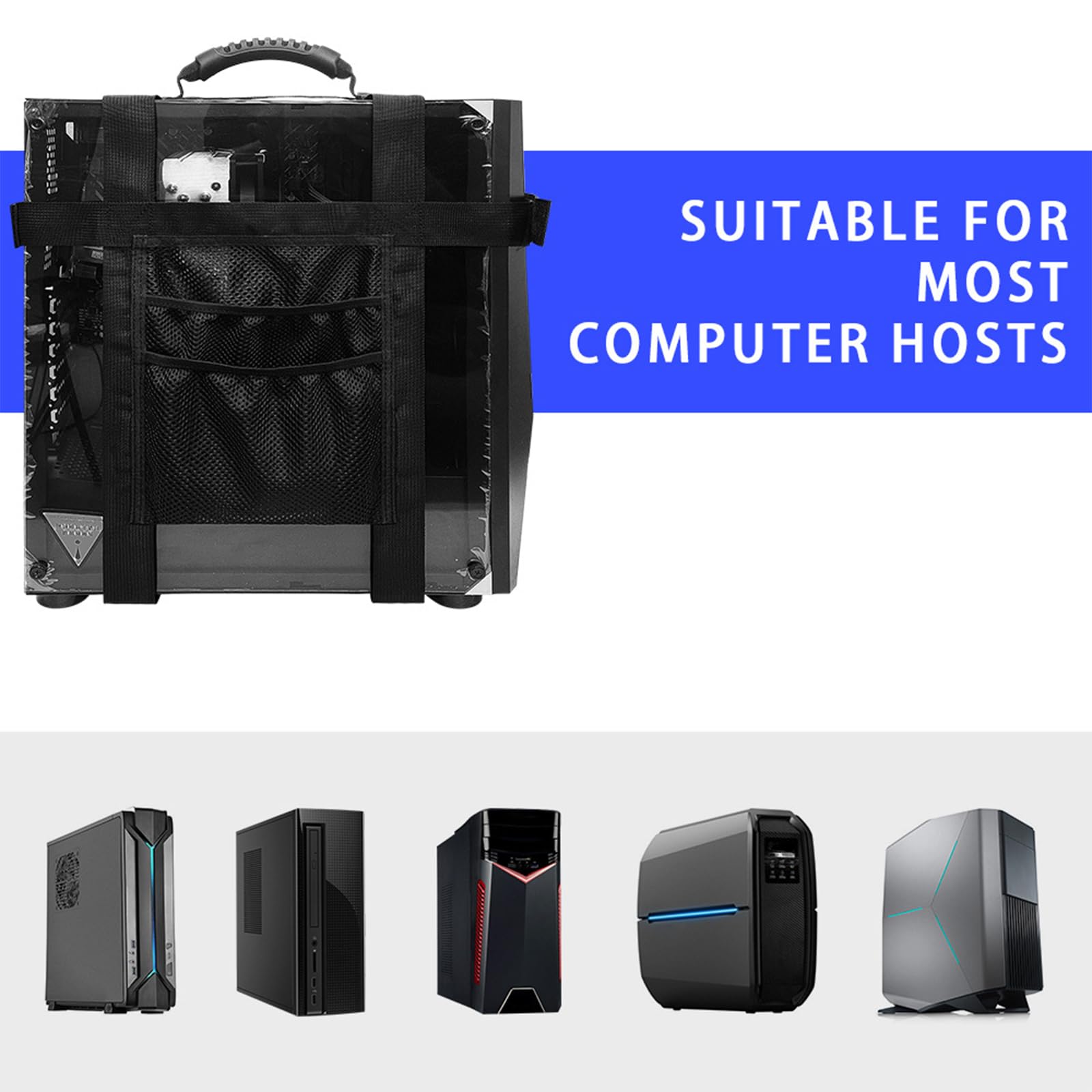 Supporti per CPU Tracolla for PC Tower Regolabile, Supporto for Cintura for PC Desktop, Imbracatura da Viaggio con Maniglia e Tasche Supporto per PC