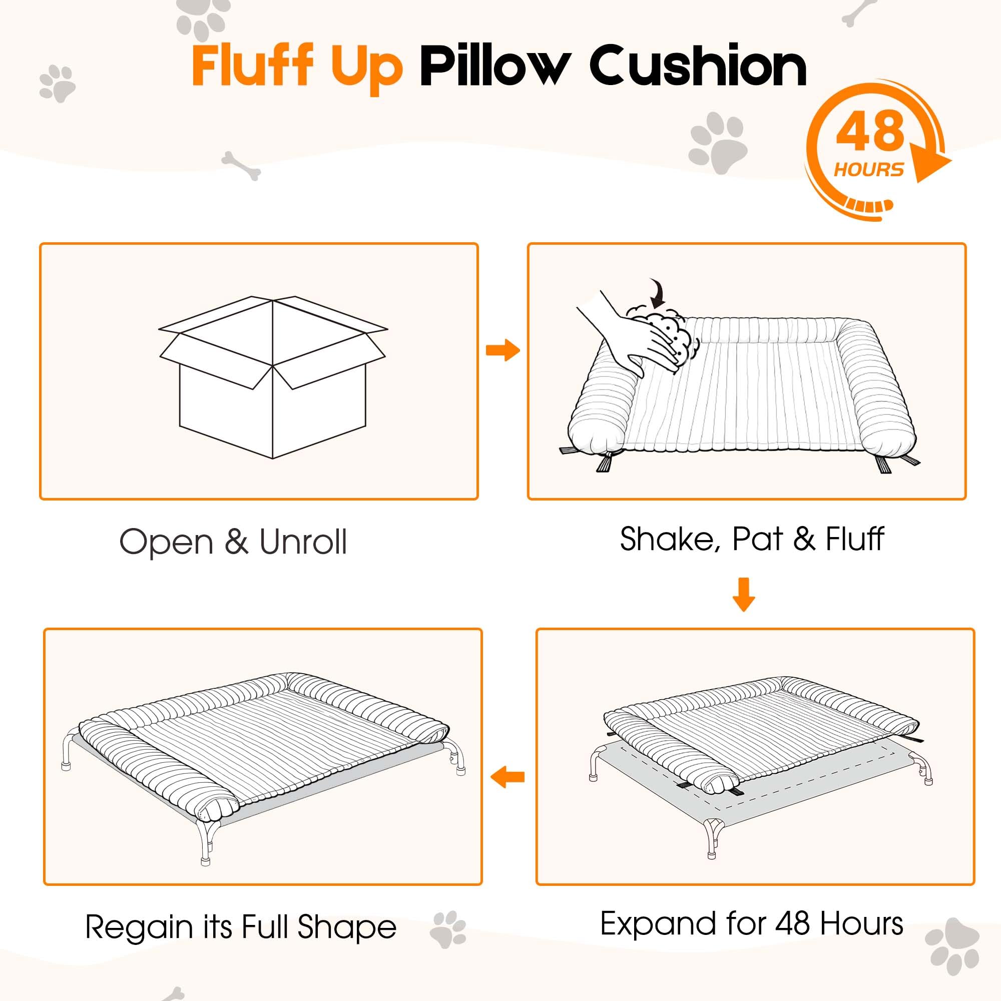 Elevated Dog Bed with Removable Fluffy Pillow Cushion, Raised Pet Cot Washable Bolster, Dog Couch Sofa, Anti Slip Feet, Cream, 43"×32" - image 2