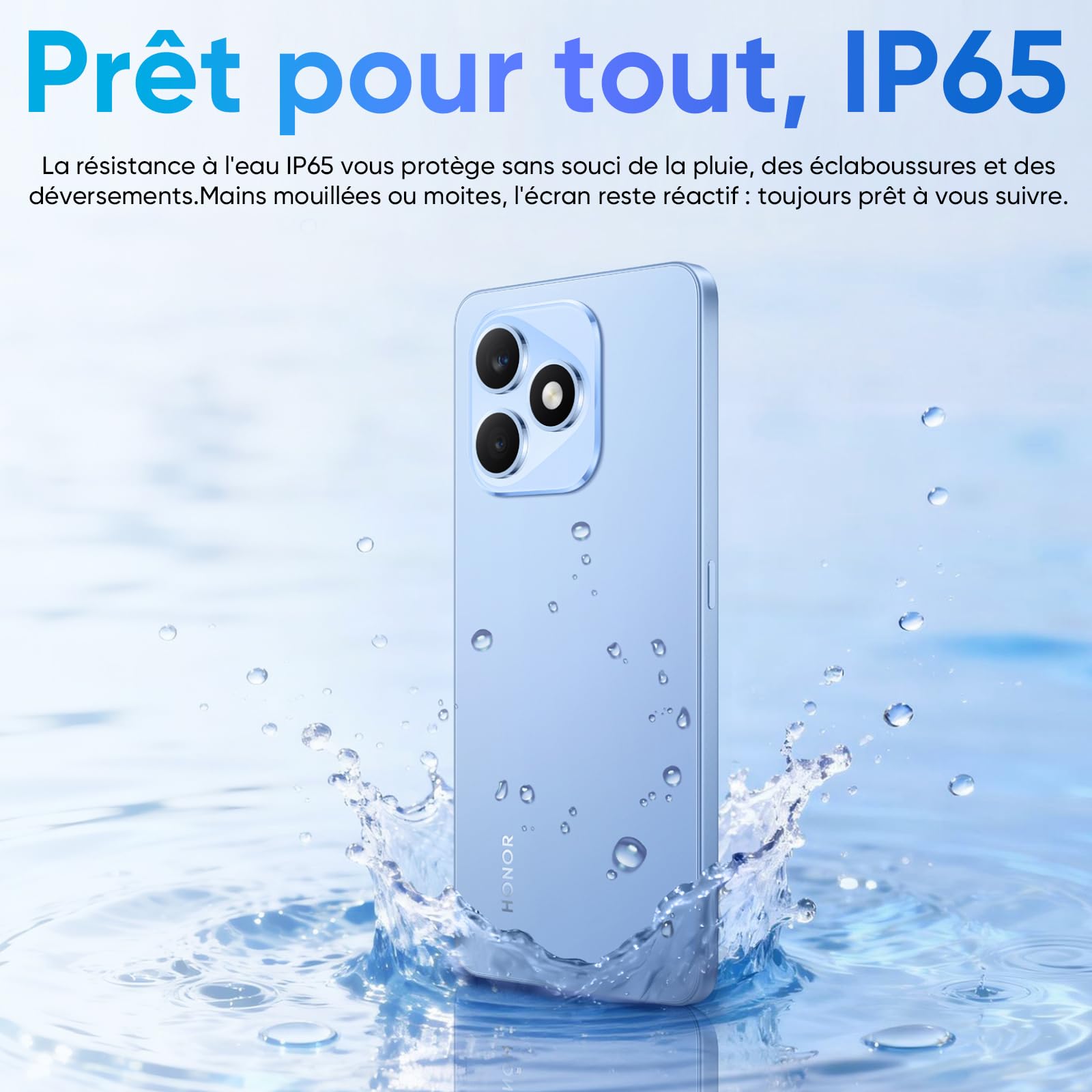 HONOR X8d Smartphone, Écran AMOLED 6,77" 3000 nits,8+256GB, Appareil Photo 108MP, Batterie 7000mAh, Charge 45W, Résistance à l’Eau IP65 (Light Blue, 256, GB, 8, Go)
