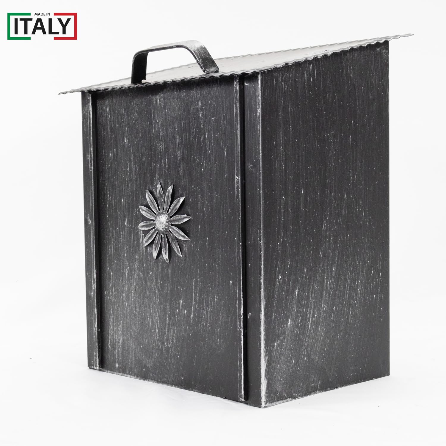 MOHOME Portapane Moderno da Tavola per Cucina in Ferro Contenitore per Pane Panini Baguette Biscotti Frutta Made in Italy Design Rustico 29 x 24 x 38 cm con Coperchio