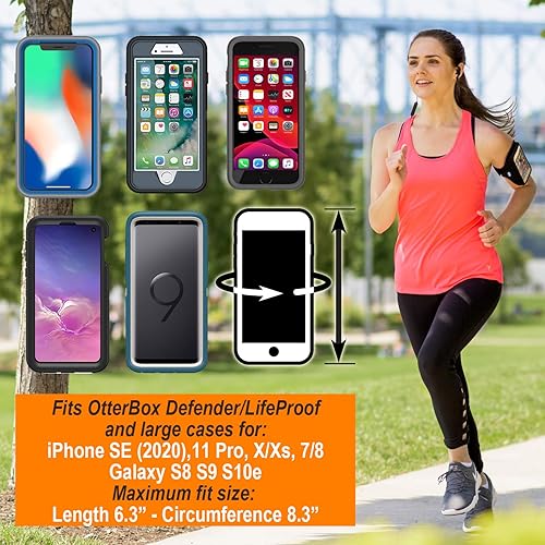 Miniatura 2 de Brazalete compatible con iPhone X XS 8 7 6S 6 con OtterBox Defender  LifeProof Case  Compatible con Galaxy S8 S9 S10 con funda grande  para correr y