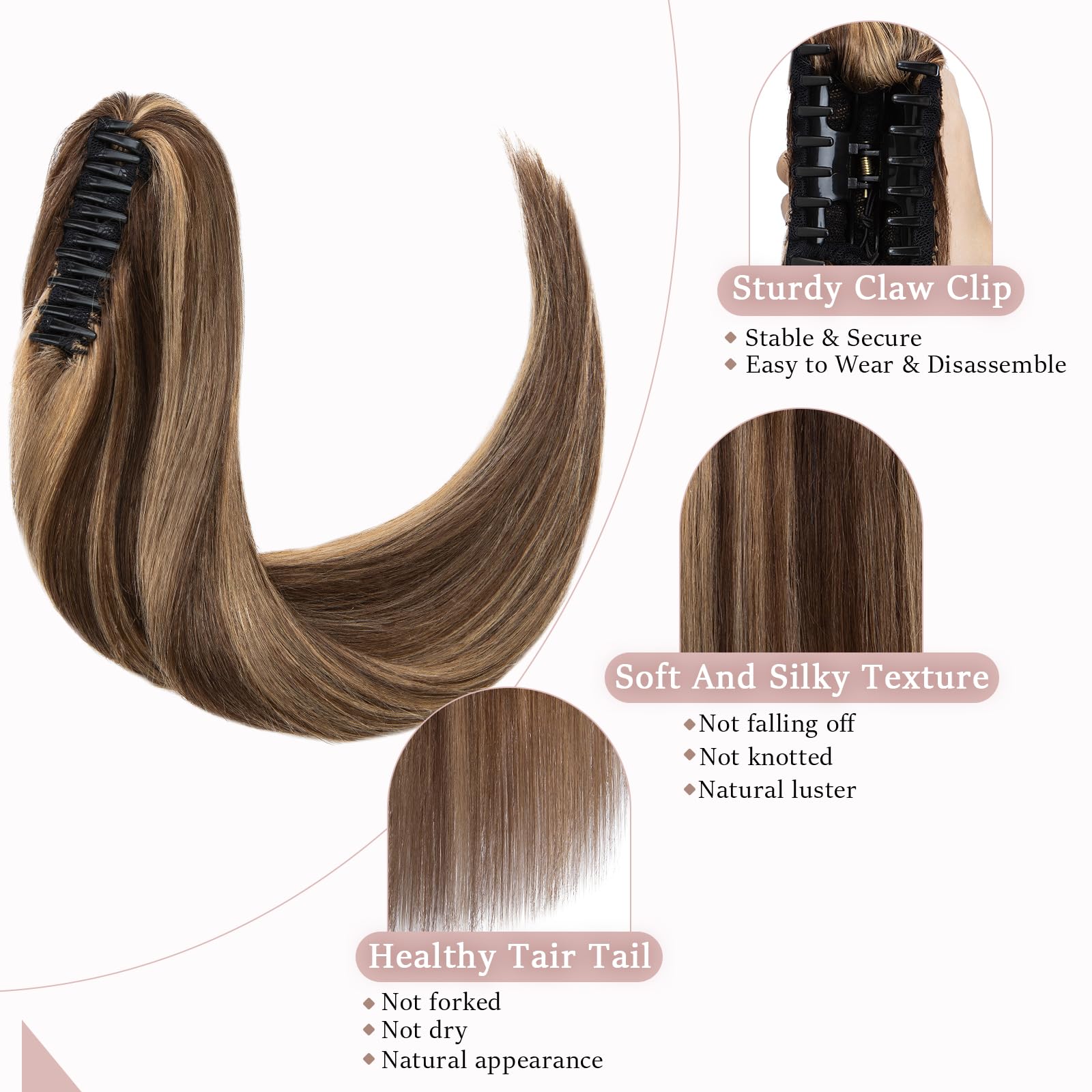 SEGOHAIR Claw Clip Ponytail Hair Extensions Human Hair - Image 3