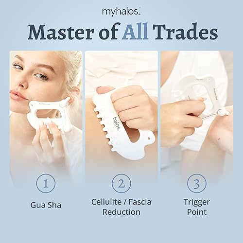 Miniatura 4 de MyHalos Herramientas faciales de cerámica 6 en 1 para el cuerpo Gua Sha, herramienta de drenaje linfático, herramienta de escultura facial y