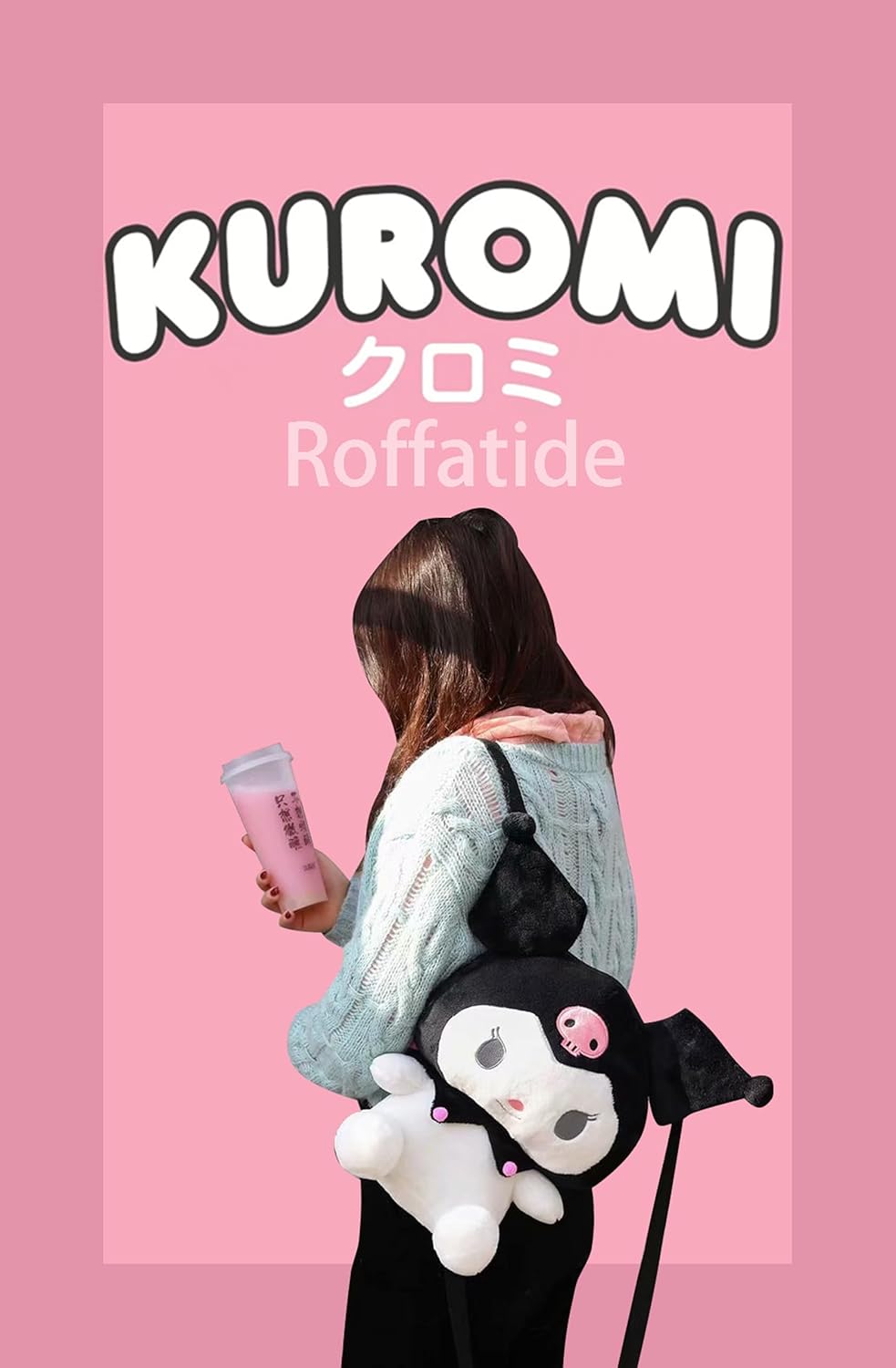 Roffatide Anime Cartoon Kuromi Cute Plush Doll Backpack Kawaii Lolita JK Girls Bag Birthday Gifts Black