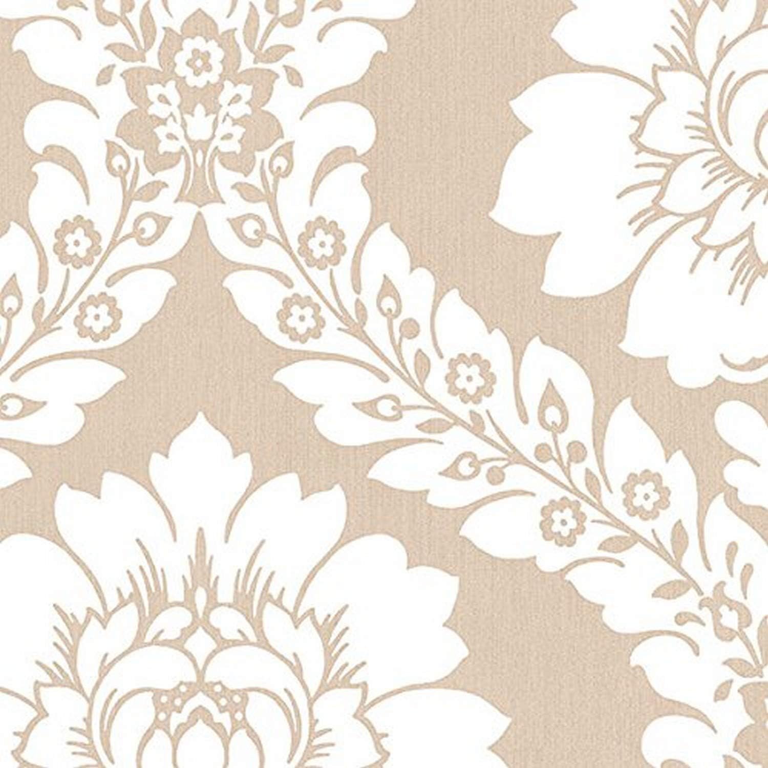 Manhattan comfort NWSH34519 Manchester Series Vinyl Floral Damask Design Large Wallpaper Roll, 20.5" W x 32.7'L, Silver/White