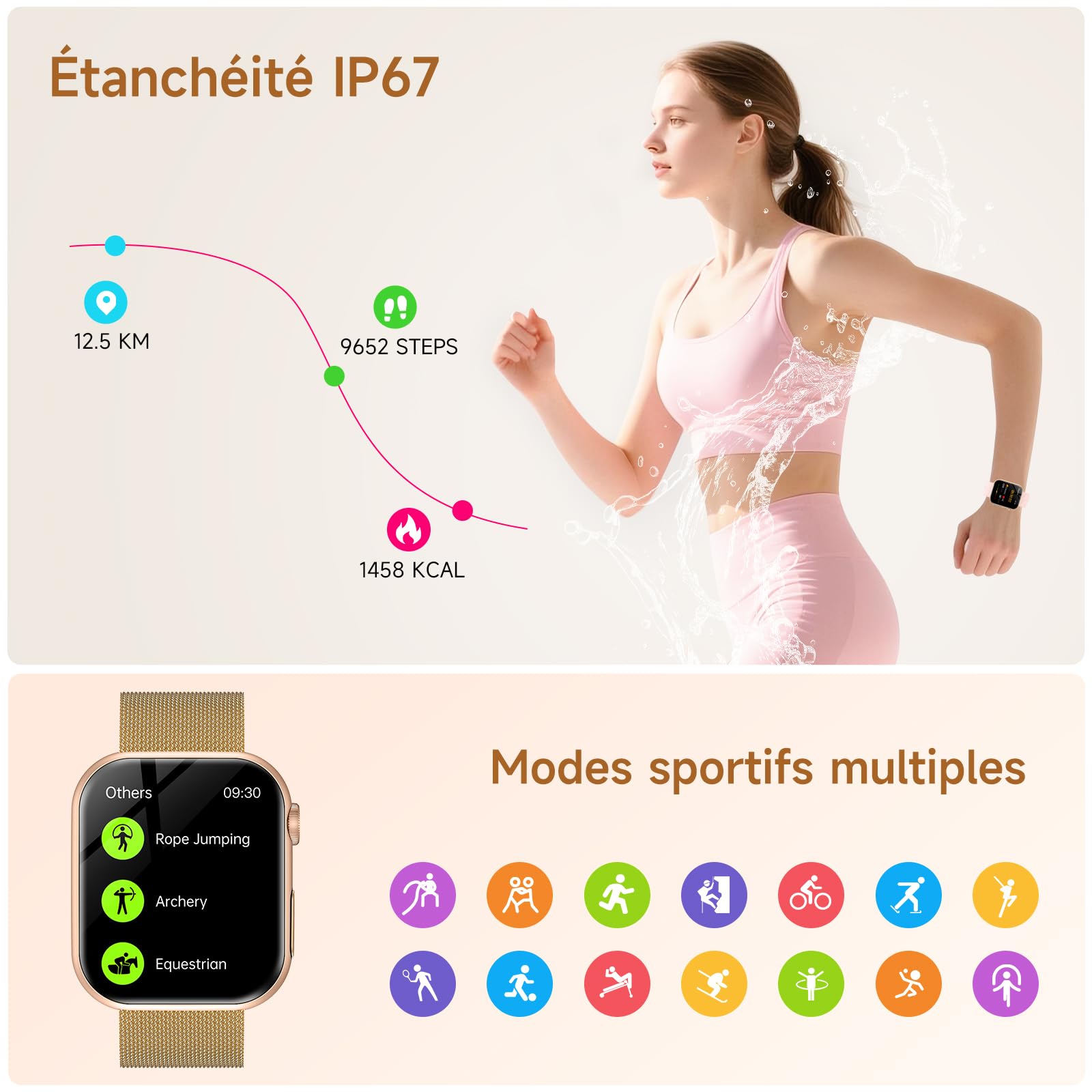 Marsyu 2026 Montre Connectée Femme ECG/HRV/Pressιon Artérιelle/IMC/Sommeil