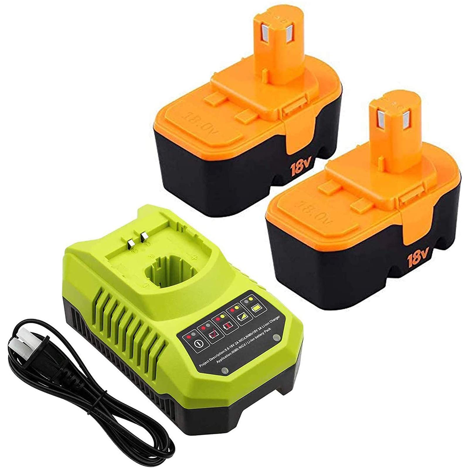 2 Pack P100 3.6Ah Ni-Mh Replacement Battery Compatible with Ryobi 18V Battery P100 P101 P102 P103 P1