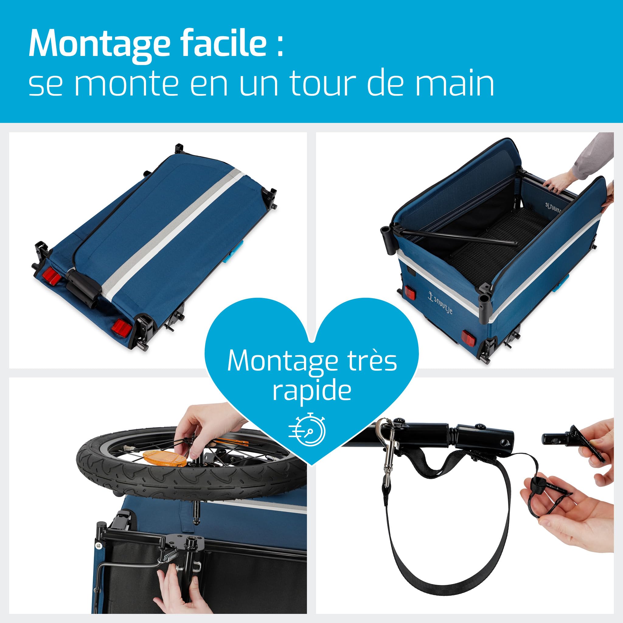remorque vélo ou Chariot de Transport à roulettes Pliable | Compatible ebike | Fonction Jogging Possible avec Roue Avant et poignée en Option | idéal Camping, Festival, Jardin