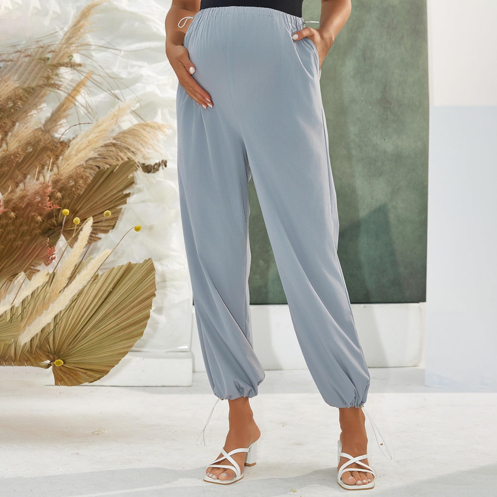 Umstandshose Elegant Damen Große Größen Elastiscmit Elastischem Taschenh Damen Umstandsmode Hosen Schwangerschaft Locker Lässig Casual Sport Trousers