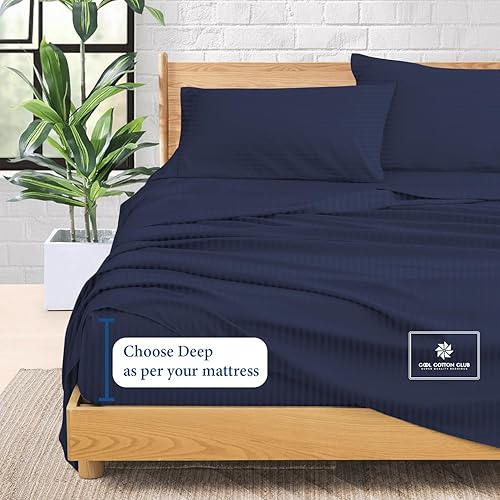 Miniatura 4 de Juego de sábanas de 4 piezas de calidad hotelera de 5 estrellas, tejido de satén de 600 hilos, 100% algodón que se adapta a bolsillos de hasta 26 a