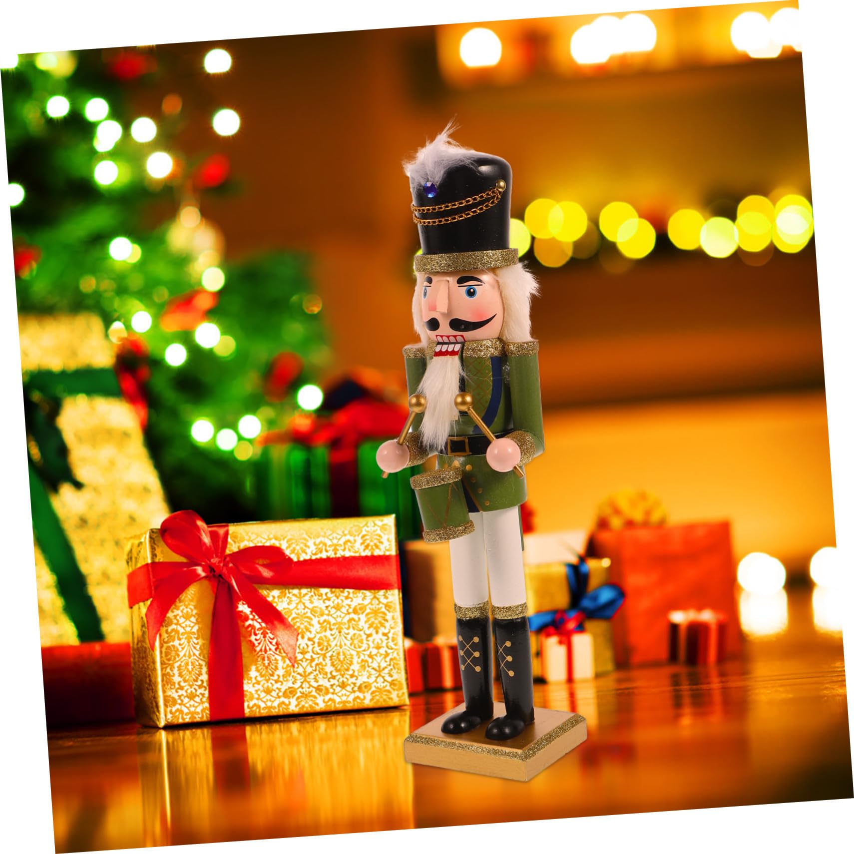 Grüne Nussknacker-Figur aus Holz, Weihnachtsdekoration, klassisches Sammlerstück, Tischdekoration für Urlaub, Zuhause