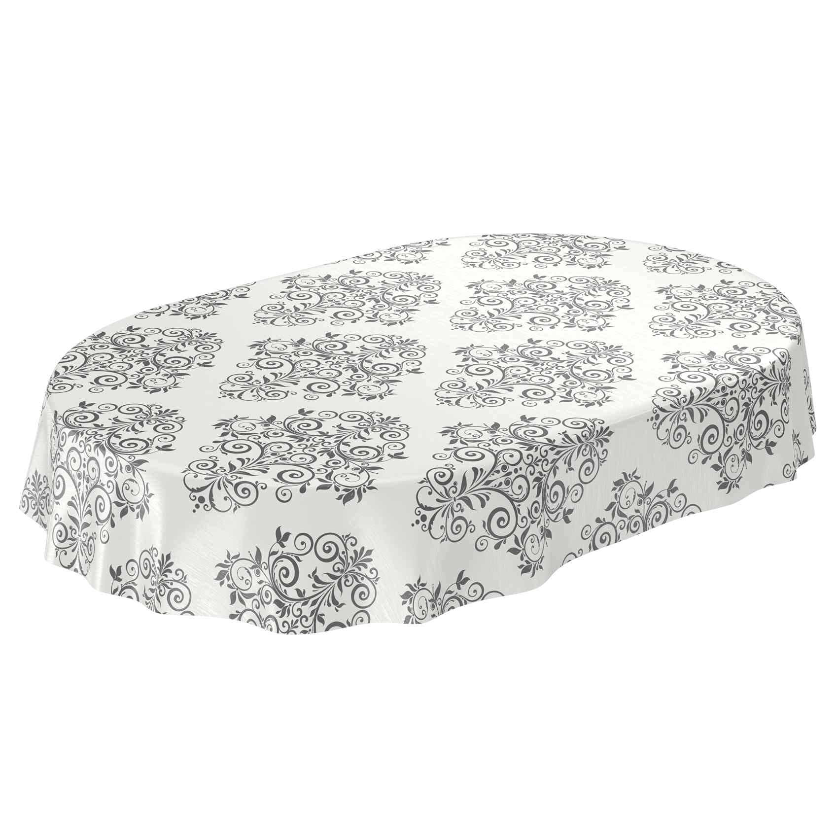 ANRO - Mantel de Hule Lavable con diseño de vides Ovalado, 220 x 140 cm, Color Beige y Crema