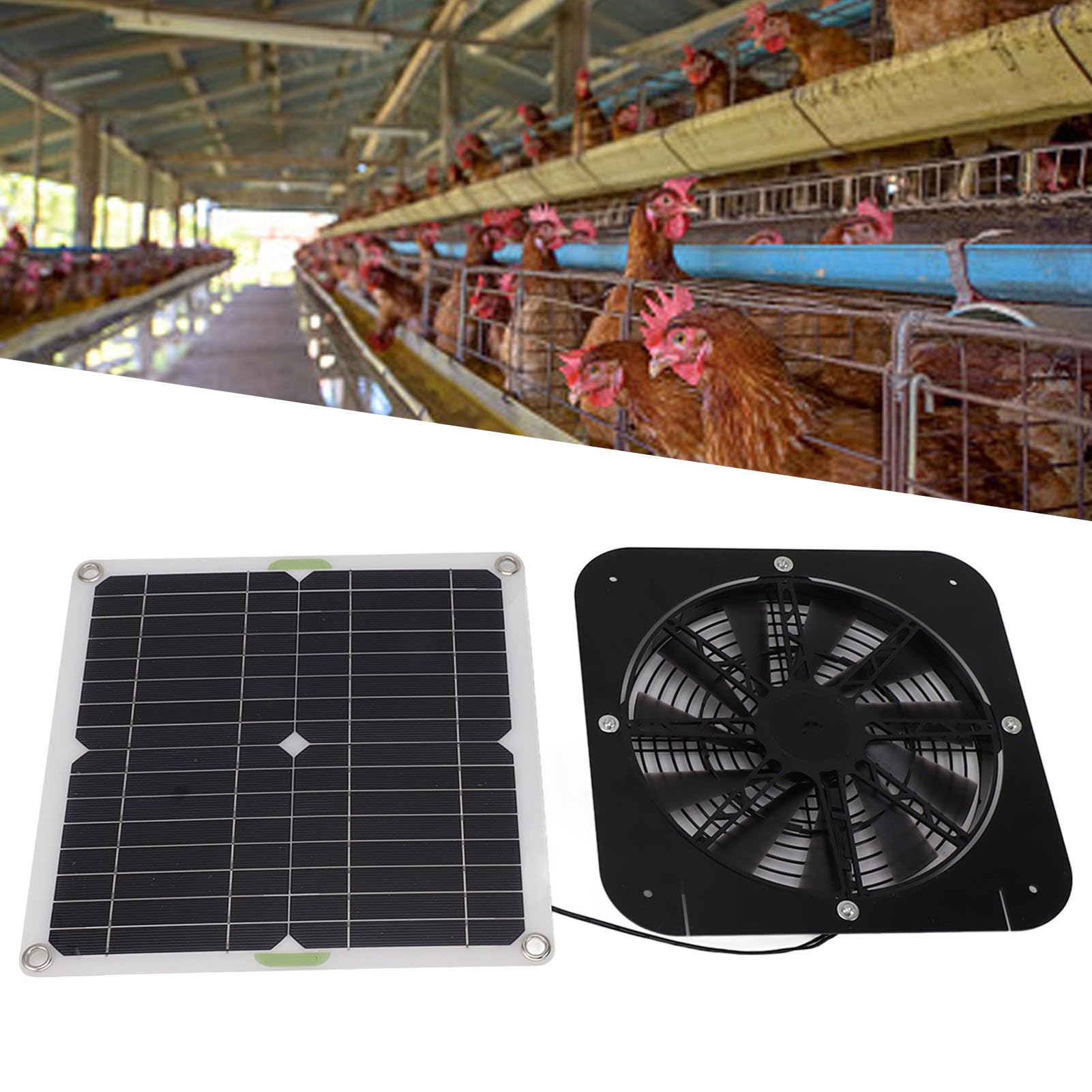 13.5 Pollice Solar Powered Fan 100W Rotondo Efficace Pannello Solare di Raffreddamento Fan Kit Per Serra Pollo Coop Cane Kennel