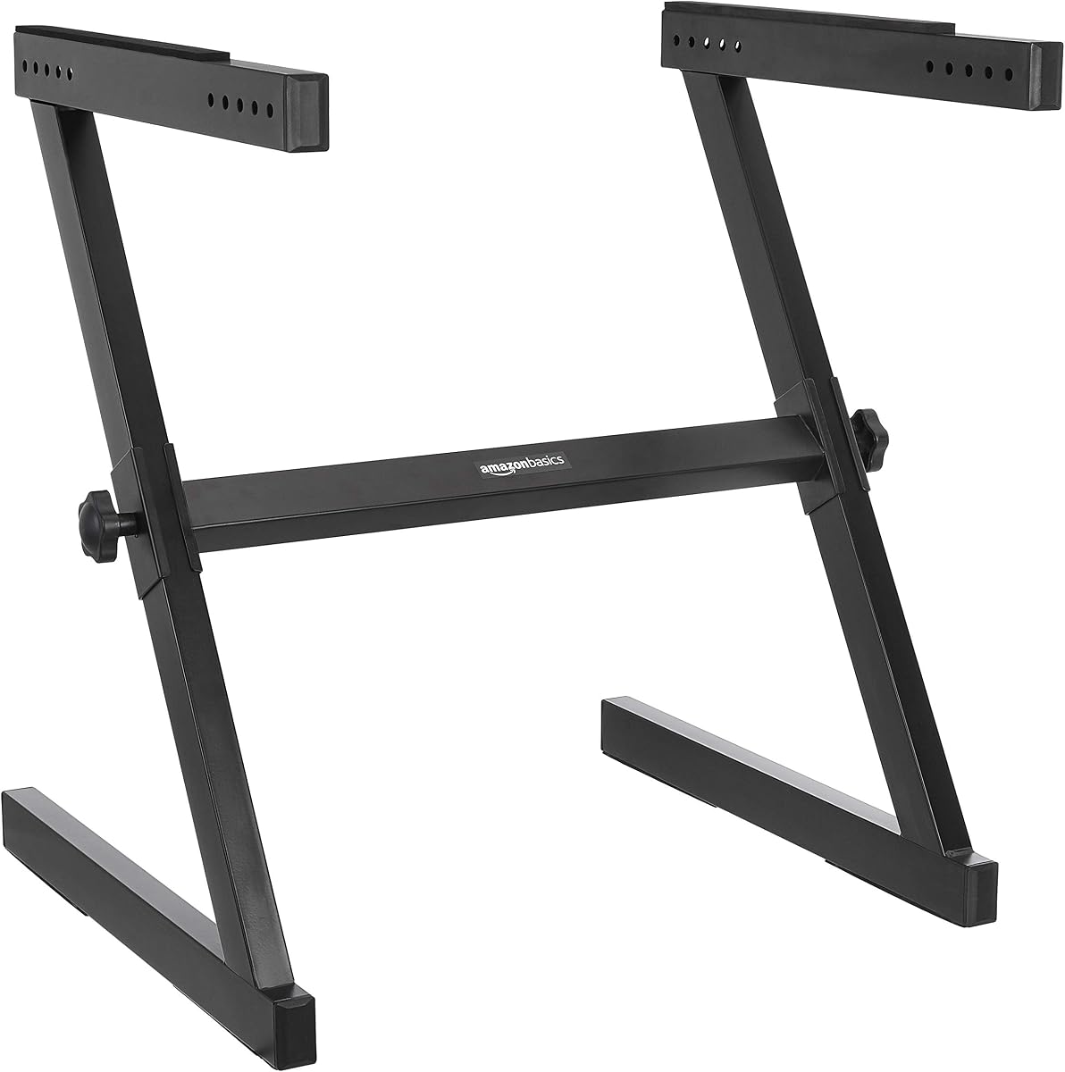 Fixed Height Keyboard and Piano Stand, Z-Shape, Black, For Compact Space, Carpet Stability & More Legroom