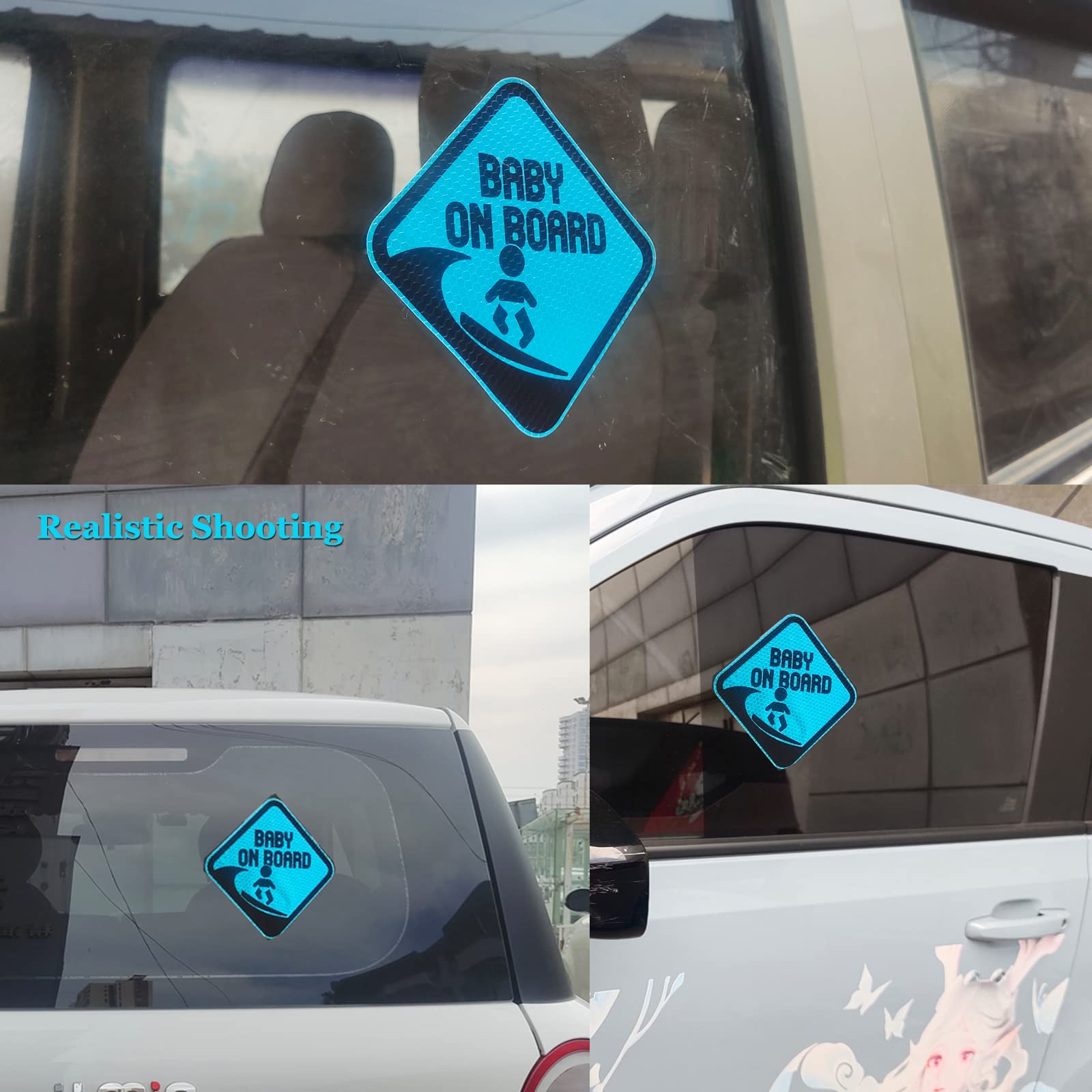 Vesvory Autocollant Réfléchissant « Baby On Board » Pour Voitures, Autocollant Réfléchissant En PVC Avec Ventouses, Double Face, Panneau
