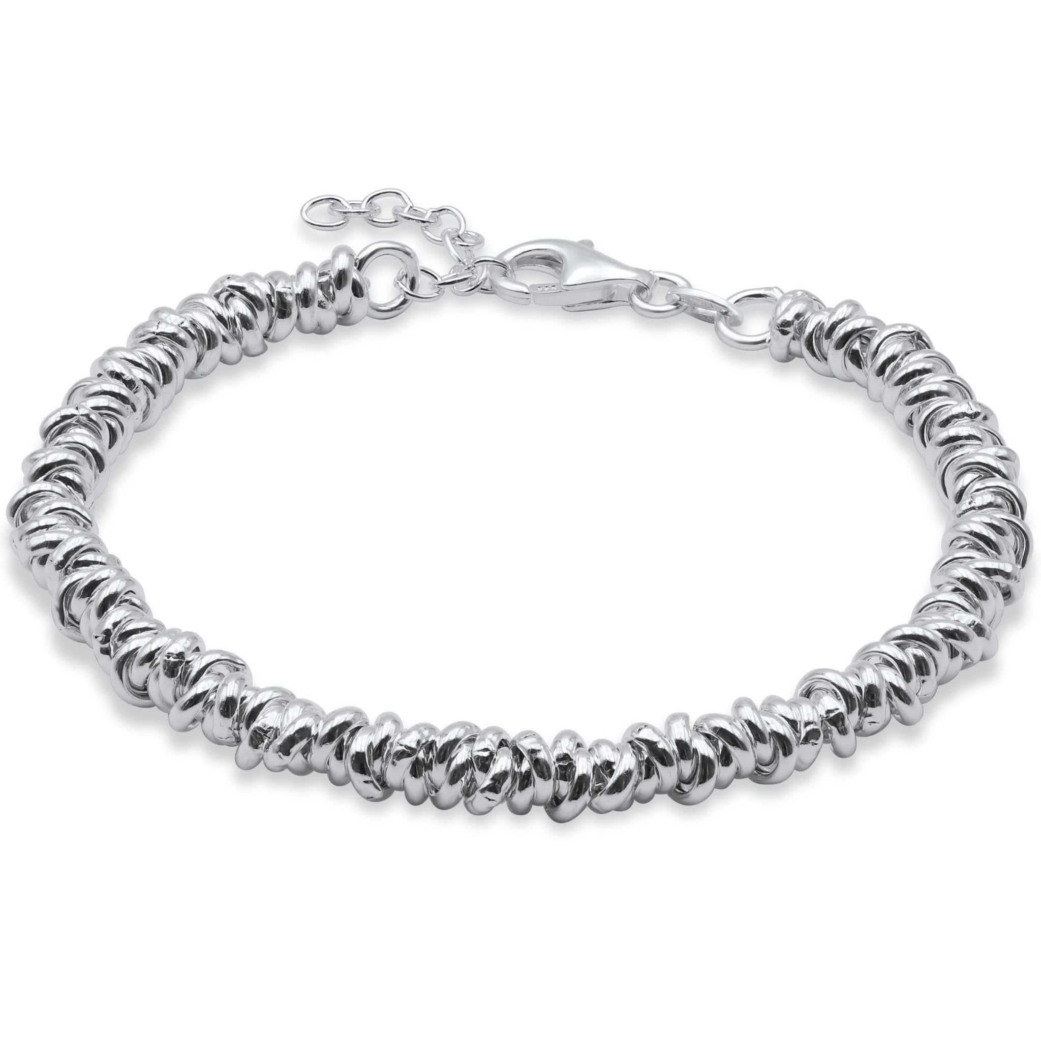 Aka Gioielli® - Bracciale Nodini Intrecciato in Argento Sterling 925, Bracciale Donna Argento 925 Realizzato a Mano, Braccialetto Regalo Donna e Ragazza - Lunghezza regolabile