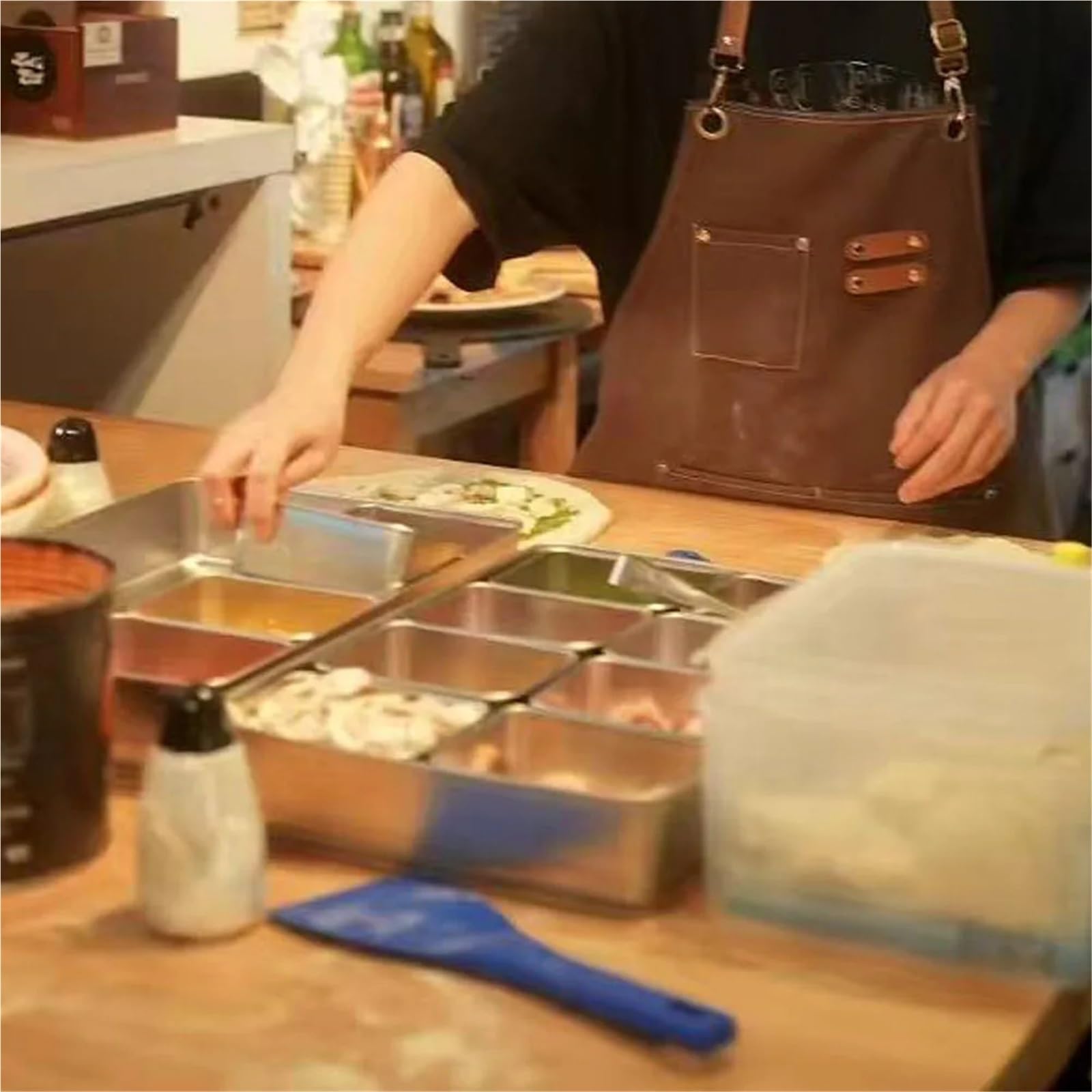 Edelstahlbox 3/4/6 Behälter Pizza-Gewürzbox Zutatenbox Obstsauce mit 6 herausnehmbaren Fächern für Salz, Pfeffer(6 Containers)