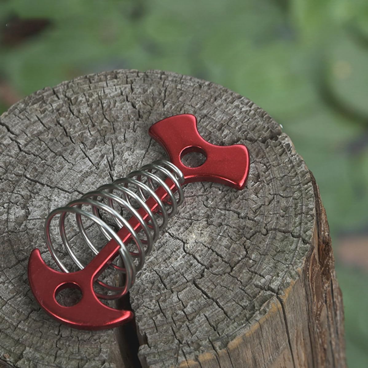 5pcs Red Fishbone Tent Stake Anchor with Spring Hook for Deck Use