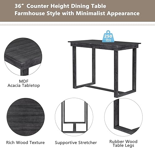 Miniatura 2 de Juego de mesa de comedor de 5 piezas con mesa de comedor rectangular y 4 sillas de comedor juego de muebles de cocina estilo granja para comedor