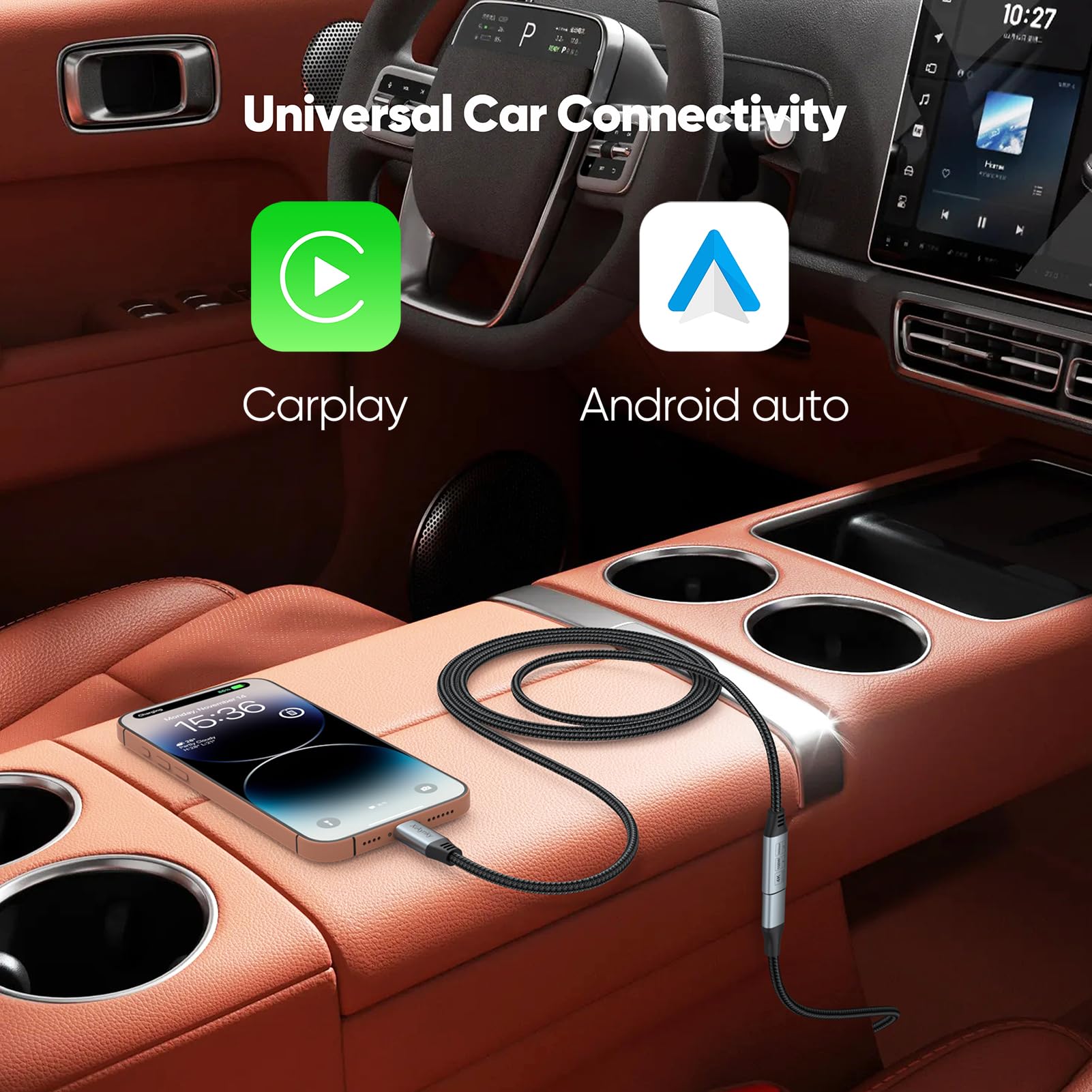 Cavo di prolunga USB C da 0,9 m, confezione da 5 pezzi, cavo di prolunga USBC (100 W/10 Gbps/4 K) intrecciato, cavo di ricarica tipo C maschio a femmina, per Galaxy S25-S22, Pixel 6-8, iPhone