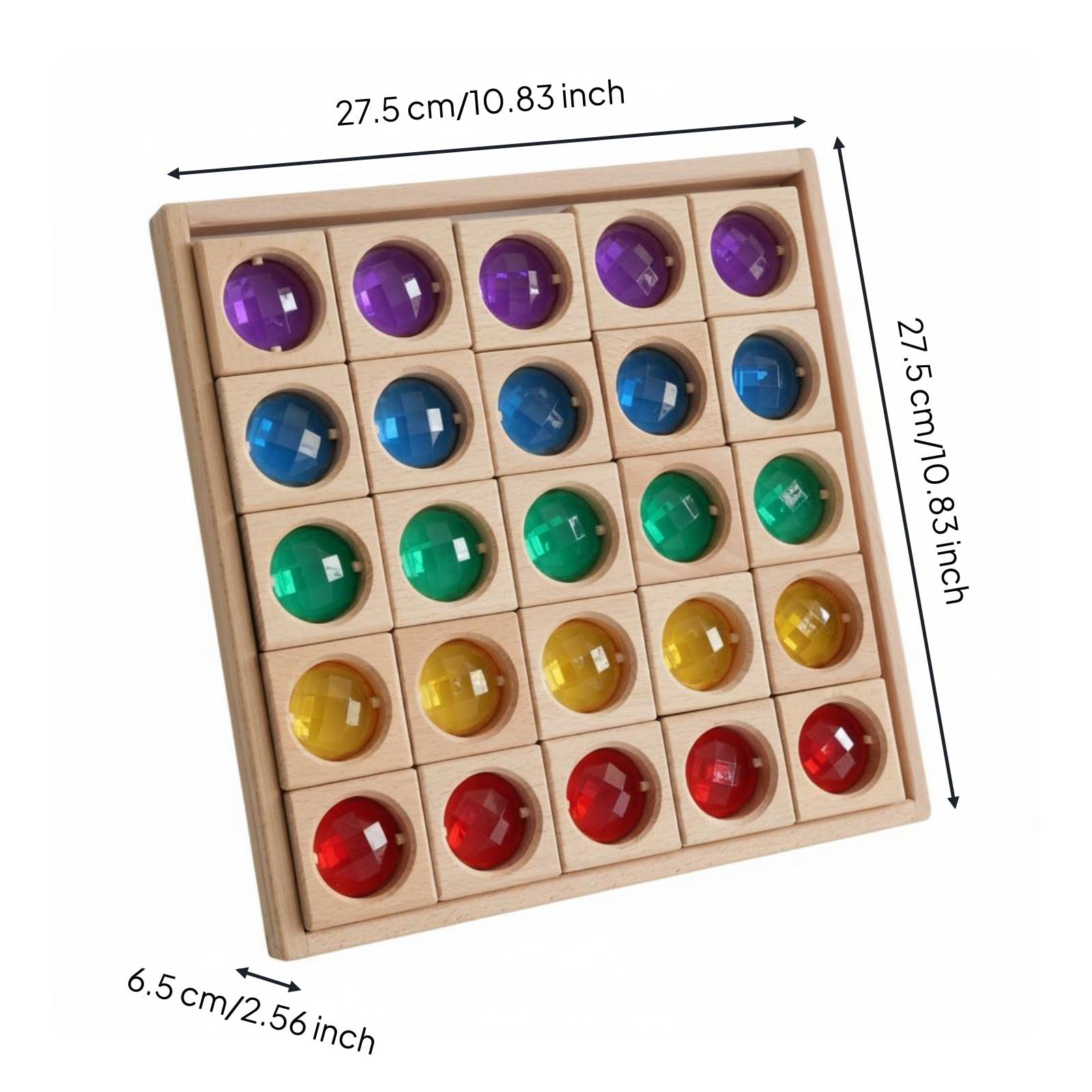 25 Stück Kinder Bausteine Lernspielzeug Holz Acryl Bausteine Spielsteine Bausteinset mit Bunten Transparent Einsätzen Erzeugt Leuchteffekte Beim