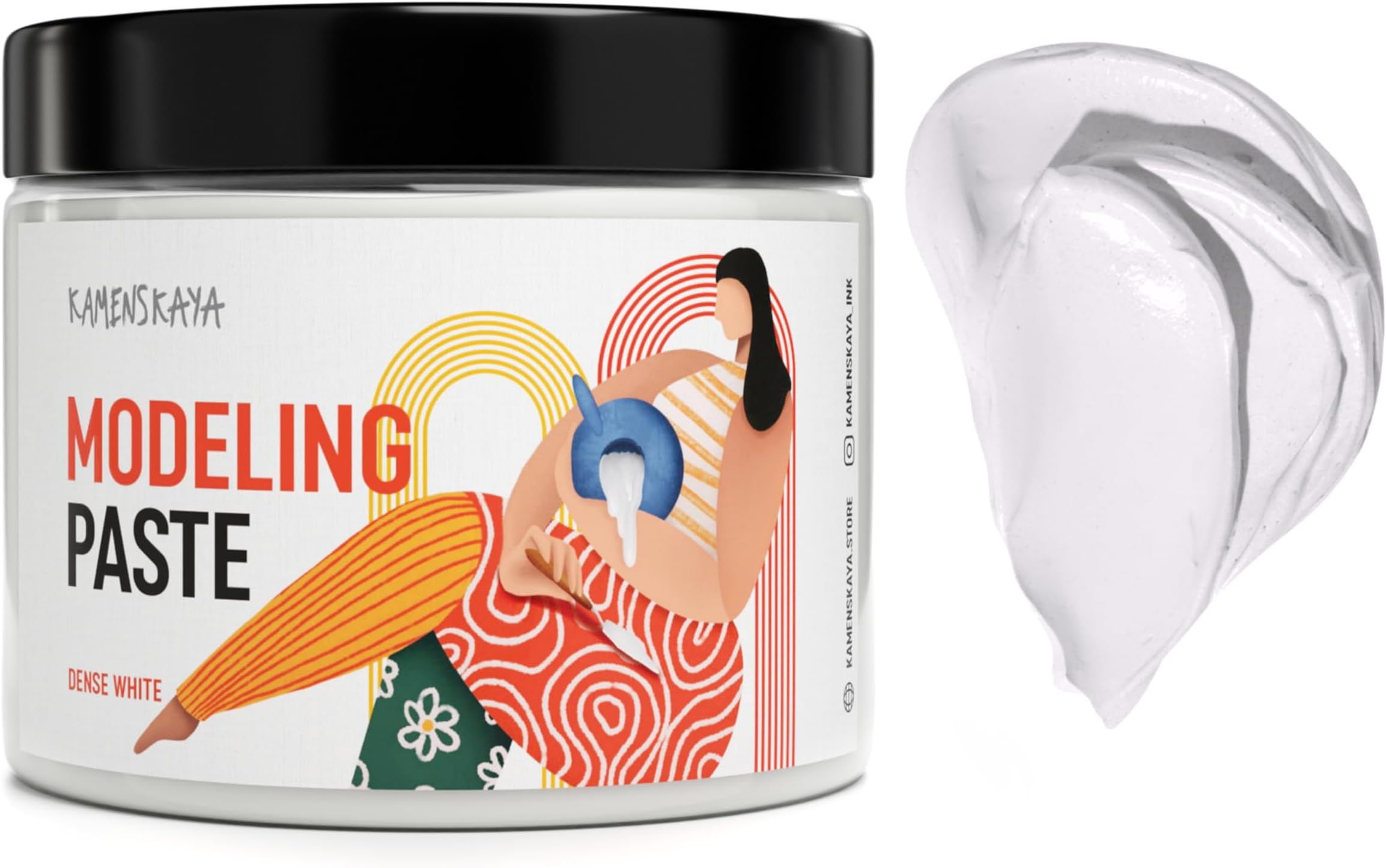 KAMENSKAYA Texture Paste - Modeling Paste Acrylic Medium - Dense White, 16.9 fl oz (500 ml)