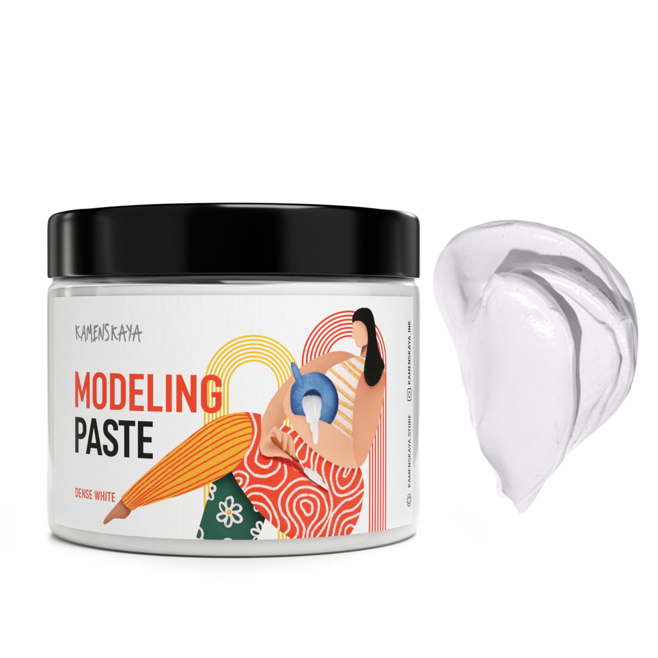 Kamenskaya Modeling Paste for Textured Art and Acrylic Painting (Texture Paste for Canvas) - Dense White, 16.9 fl oz (500 ml)