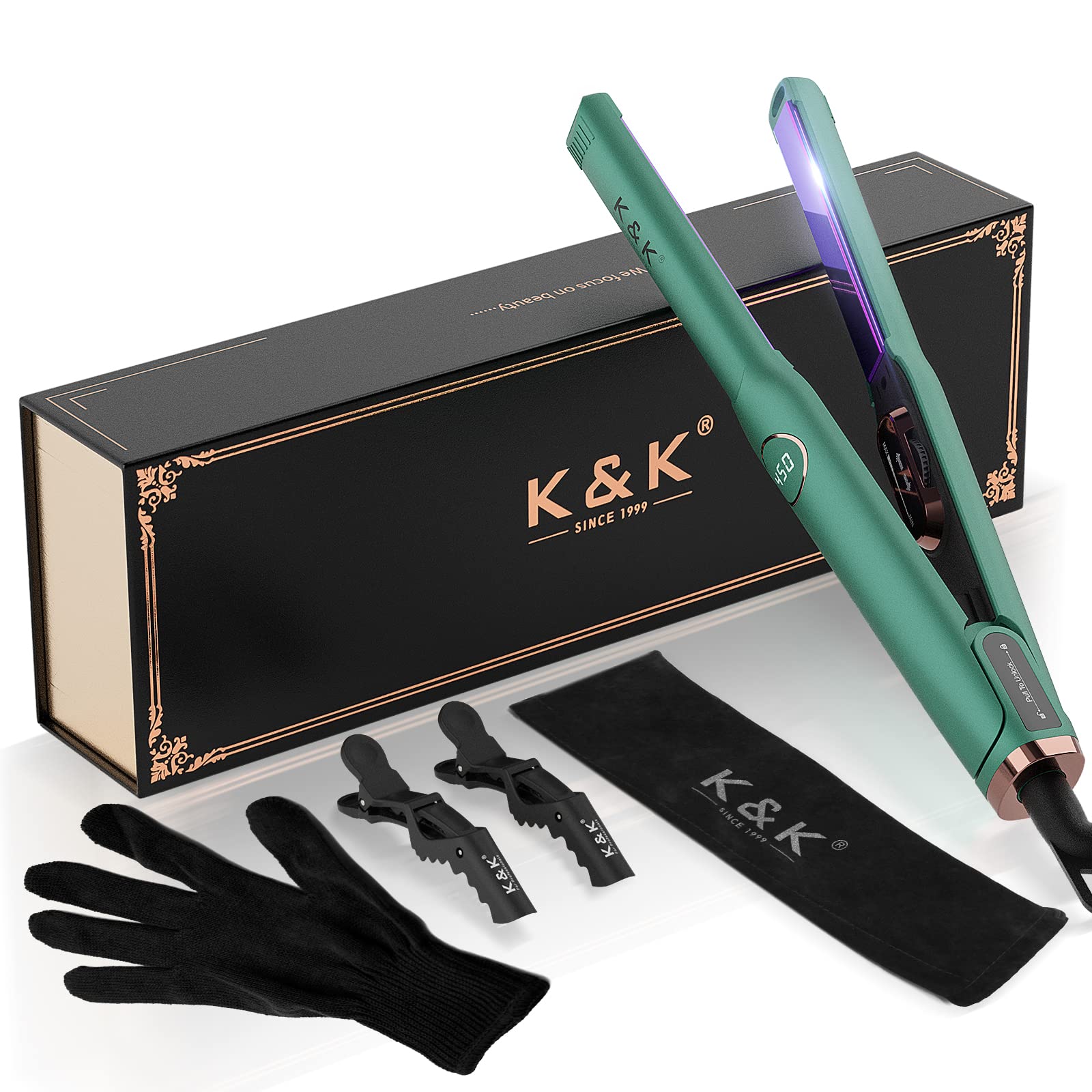 Mini Hair Straightener with LED Display Adjustable Temperature 1/2 Inch Small Flat Iron 4D 360°Swivel Short Hair Tourmaline Titanium Dual Voltage Auto Shut Off