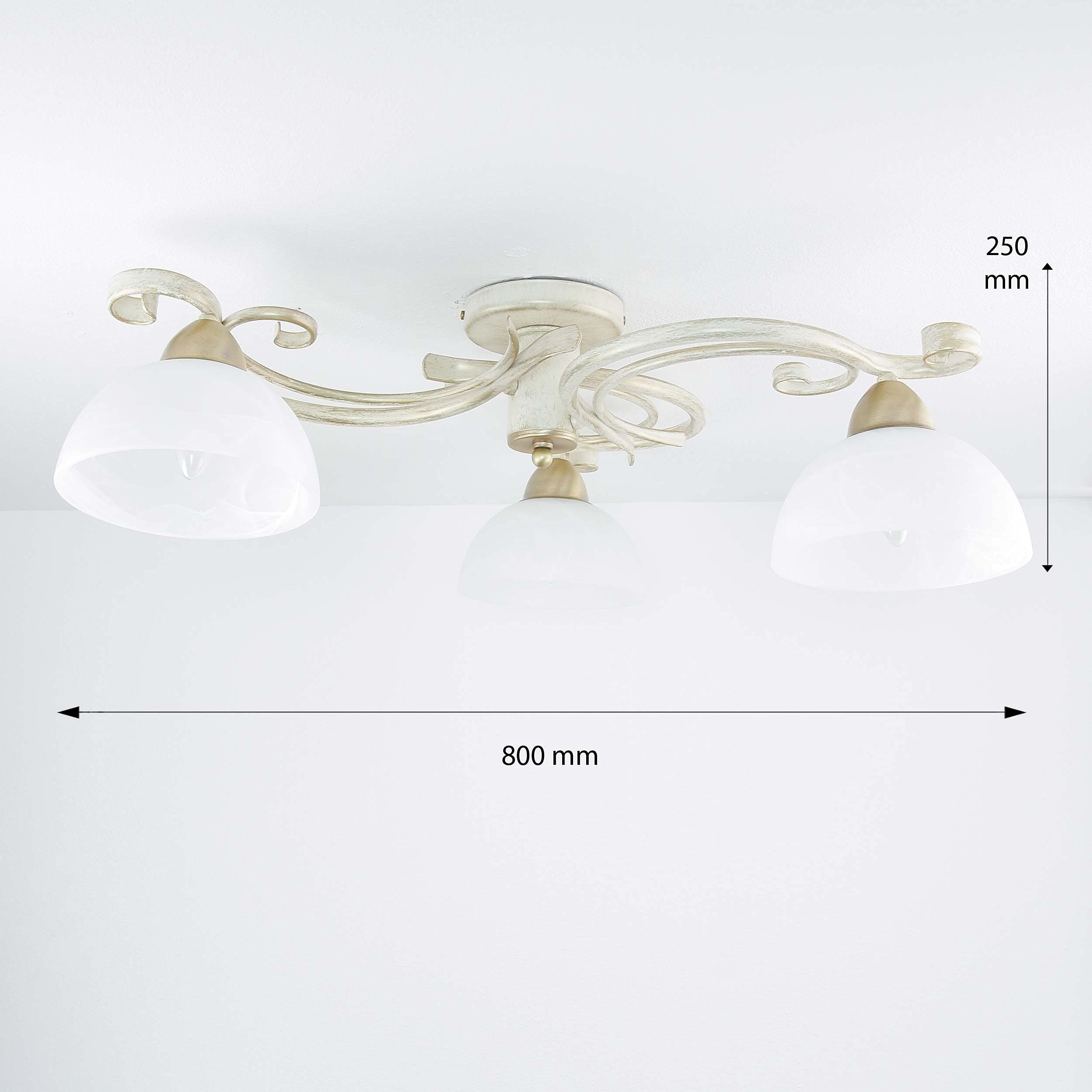 Licht-Erlebnisse Deckenleuchte Shabby Chic Weiß 3x E27 bis 60W Deckenlampe Landhaus rustikal Esszimmer Lampe Decke Wohnzimmer