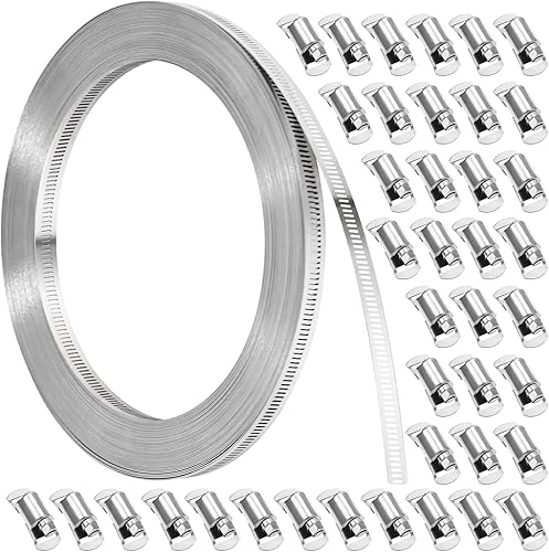 Miniatura 13 de Abrazaderas de manguera, correa de metal de 8.5 pies + 6 sujetadores, abrazaderas de manguera de acero inoxidable, abrazadera de manguera ajustable