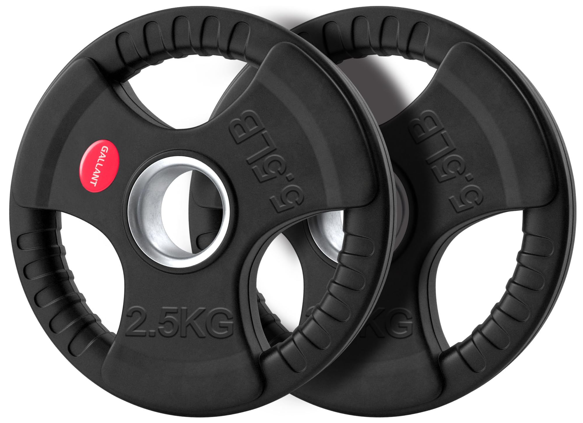 Gallant 2.5kg Weight Plates Pair, 2 Inch Olympic Weight Plates, Rubber Coated Cast Iron with Tri Grip for Olympic Barbell Weights, (2.5kg weight plate x 2) Home Gym Strength Training