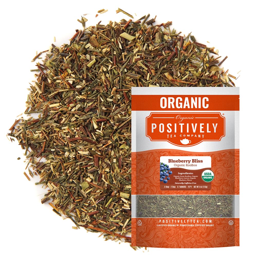 Organic Positively Tea Company, Blueberry Bliss Rooibos Tea, Loose Leaf, 4 Ounce