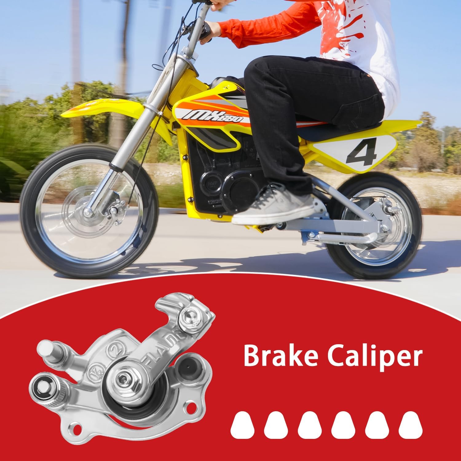 KAMIER Front Rear Disc Brake Caliper Pads Assembly Replacement for Razor MX650 MX500 SX500 Mcgrath RSF650 Dirt Rocket Bike 4 Wheeler ATV Dirt Quad 500 Kids Electric Off Road Dirt Bike Motorcycle Parts