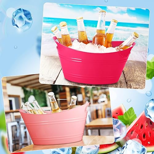 Miniatura 4 de Patelai 6 Piezas Cubetas de Hielo Pack, Cubetas de Hielo de Plástico con Asas, Tina de Almacenamiento Ovalada, Recipiente de Bebidas de Gran